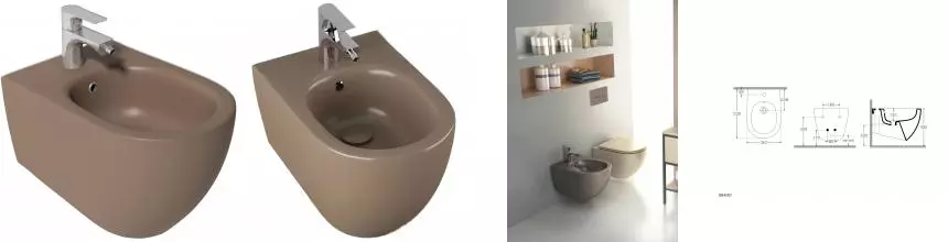 Биде подвесное ISVEA Infinity, 10NF41001-2H, матовый коричневый · Isvea, 10NF41001-2H