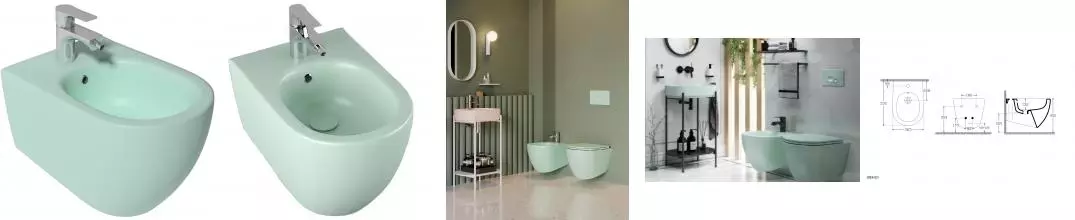 Биде подвесное ISVEA Infinity, 10NF41001-2T, матовый мятный · Isvea, 10NF41001-2T