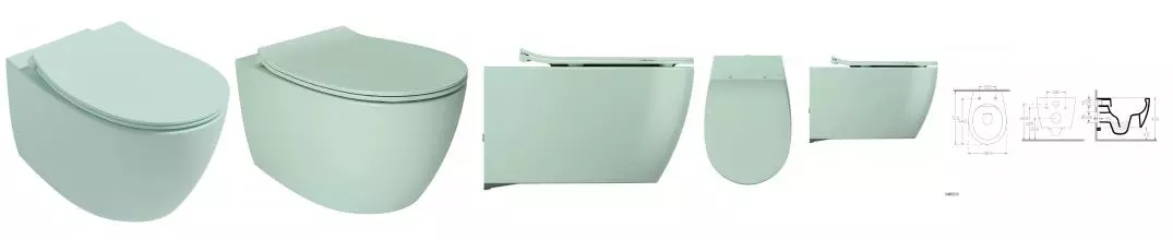 Унитаз подвесной ISVEA Sentimenti Neo, 10AR02010-2T, матовый мятный · Isvea, 10AR02010-2T