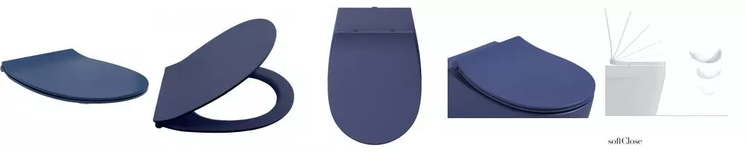 Крышка-сиденье ISVEA D80, 40D80544I-S, тонкое с микролифтом, матовый синий · Isvea, 40D80544I-S