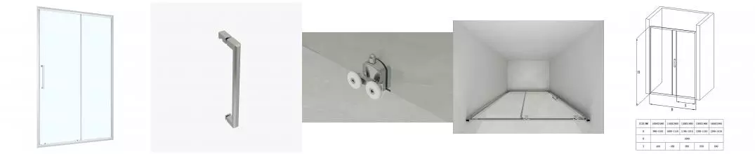 Душевая дверь Loranto 100x190 раздвижная, универсальная, прозрачное стекло 6 мм, профиль хром (CS-AB03C-100)