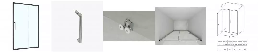 Душевая дверь Loranto 100x190 раздвижная, универсальная, прозрачное стекло 6 мм, профиль черный матовый (CS-AB03B-100)