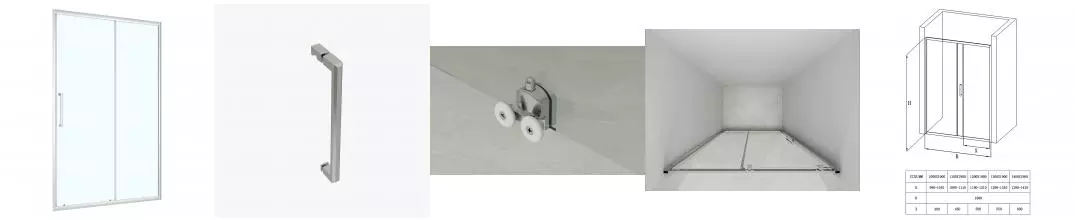 Душевая дверь Loranto 130x190 раздвижная, универсальная, прозрачное стекло 6 мм, профиль хром (CS-AB03C-130)