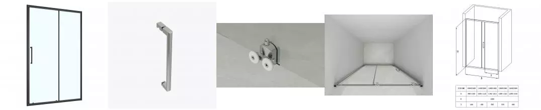 Душевая дверь Loranto 130x190 раздвижная, универсальная, прозрачное стекло 6 мм, профиль черный матовый (CS-AB03B-130)