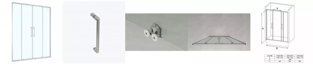 Душевая дверь Loranto 150x190 раздвижная, прозрачное стекло 6 мм, профиль хром (CS-AB04C-150)