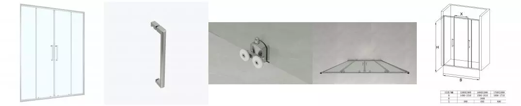 Душевая дверь Loranto 160x190 раздвижная, прозрачное стекло 6 мм, профиль сатин (CS-AB04S-160)