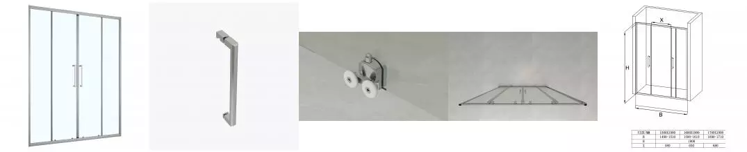 Душевая дверь Loranto 160x190 раздвижная, прозрачное стекло 6 мм, профиль серый матовый (CS-AB04GG-160)