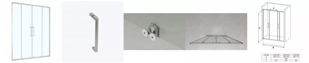 Душевая дверь Loranto 160x190 раздвижная, прозрачное стекло 6 мм, профиль хром (CS-AB04C-160)
