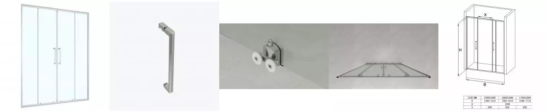 Душевая дверь Loranto 170x190 раздвижная, прозрачное стекло 6 мм, профиль сатин (CS-AB04S-170)