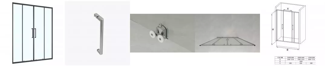 Душевая дверь Loranto 170x190 раздвижная, прозрачное стекло 6 мм, профиль черный матовый (CS-AB04B-170)