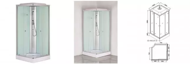 Душевая кабина Loranto 1000х1000х2150 белая, матовое стекло 4мм, поддон 13см, профиль сатин (CS-6411F, 100*100*215)
