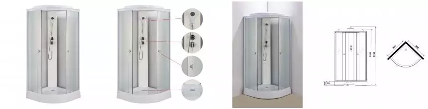 Душевая кабина Loranto 90x90x215 поддон 13 см, 4 мм матовое стекло, профиль и задняя стенка белого цвета (CS-981ТМ/W)