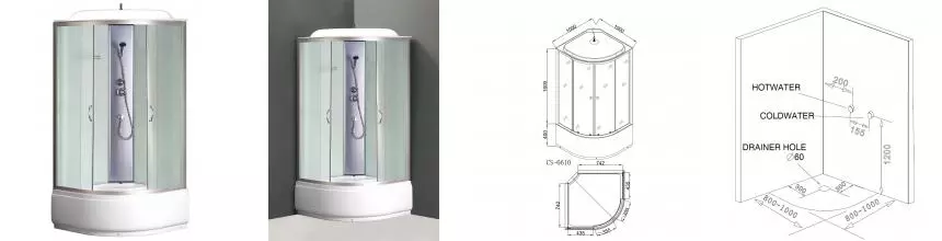 Душевая кабина Loranto CS-6610 F, 100х100х215, поддон 40 см