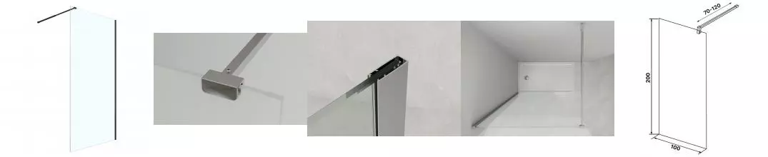 Душевая перегородка Loranto Walk-in 100x200 регулируемый кронштейн 70-100 мм, прозрачное стекло 8 мм, профиль черный матовый (CS-W04B-100) Душевая перегородка Loranto Walk-in 100x200 регулируемый кронштейн 70-100 мм, прозрачное стекло 8 мм, профиль черный матовый (CS-W04B-100)