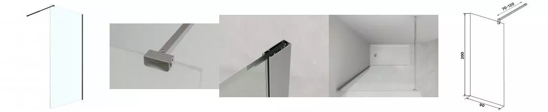 Душевая перегородка Loranto Walk-in 90x200 регулируемый кронштейн 70-100 мм, прозрачное стекло 8 мм, профиль черный матовый (CS-W04B-90) Душевая перегородка Loranto Walk-in 90x200 регулируемый кронштейн 70-100 мм, прозрачное стекло 8 мм, профиль черный матовый (CS-W04B-90)