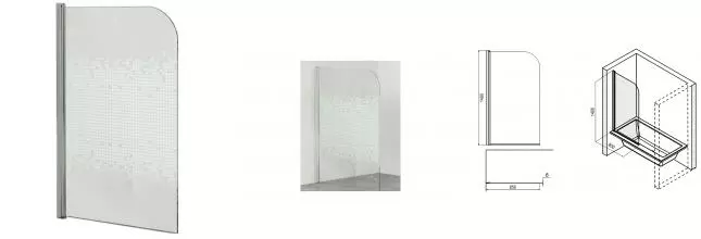 Душевая шторка для ванны Loranto стекло 6мм, размер 85х140 см, профиль хром (CS-L1485)