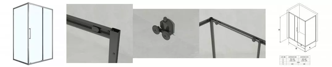 Душевое ограждение Loranto 120x90x190 раздвижная дверь, универсальная, прозрачное стекло 6 мм, профиль серый матовый (CS-AB02GG-129) Душевое ограждение Loranto 120x90x190 раздвижная дверь, универсальная, прозрачное стекло 6 мм, профиль серый матовый (CS-AB02GG-129)