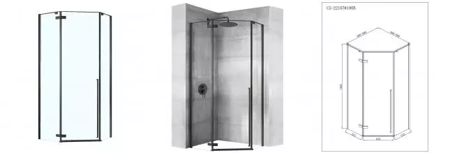 Душевое ограждение Loranto NEO 100x100x195 прозрачное закаленное стекло 8 мм, Easy clean, профиль черный, без поддона (CS-22107B-100) Душевое ограждение Loranto NEO 100x100x195 прозрачное закаленное стекло 8 мм, Easy clean, профиль черный, без поддона (CS-22107B-100)