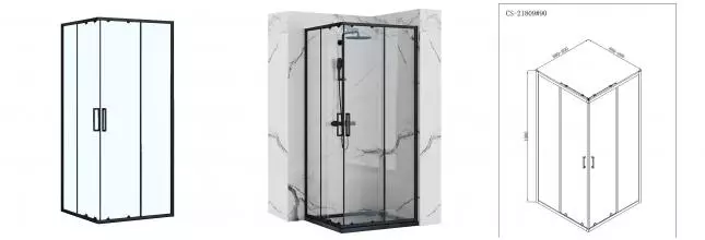 Душевое ограждение Loranto NEO 90x90x190 прозрачное закаленное стекло 5 мм, профиль черный, без поддона (CS-21809B) Душевое ограждение Loranto NEO 90x90x190 прозрачное закаленное стекло 5 мм, профиль черный, без поддона (CS-21809B)