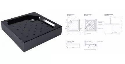 Душевой поддон Метакам Universal Black N 900х900 квадрат, акриловый, черный (CS00081552)