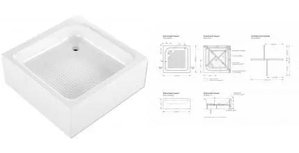 Душевой поддон Метакам Universal S 800х800 квадрат, акриловый, белый (CS00052636)