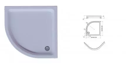 Поддон акриловый, 1/4 круга, с ножками и съемной панелью. БЕЗ СИФОНА. 100*100*15 (AZ.P.100.3)