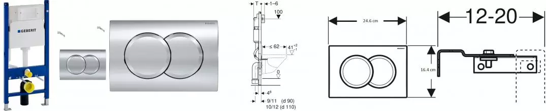 Инсталляция Geberit Duofix для подвесного унитаза, со смывным бачком Delta, смывная клавиша Delta01, хром глянец (458.149.21.1)