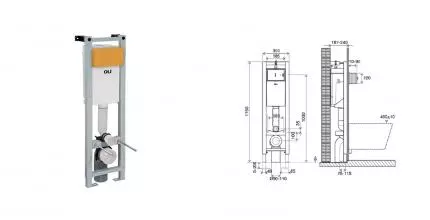 Инсталляция Oli QUADRA Sanitarblock 30x115x18, механическая, металлические крепления