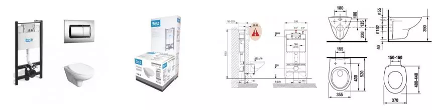 ПЭК: Roca MATEO Унитаз + сидение микролифт + инсталляция + кнопка