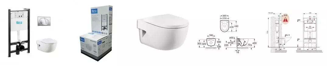 ПЭК: Roca MERIDIAN 480 мм унитаз + сиденье с микролифтом + инсталляция + кнопка