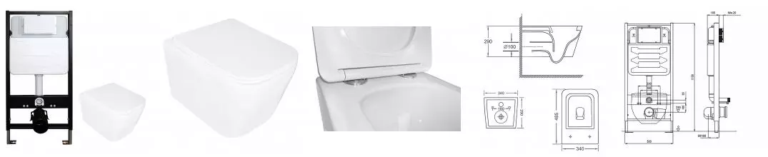 Сет: Инсталляция для подвесного унитаза AZARIO FORTE 3/6л.+ подвесной унитаз Loranto DELPHI, с системой смыва Tornado, сиденье микролифт (AZ-100-100F+91343)