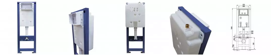 Инсталляция для подвесного унитаза AZARIO NEW-TS 370×122×1040, механическая, 3/8л (AZ-G12)