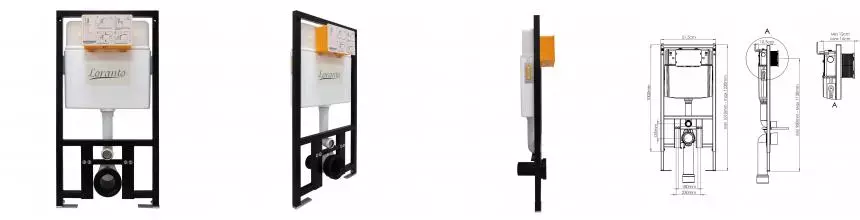 Инсталляция Loranto Prestige для подвесного унитаза, 51 см, без кнопки (4551)