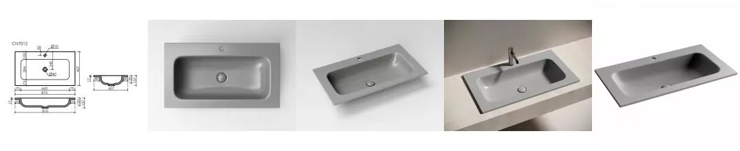 Раковина мебельная Grace с отверстием под смеситель, 810*457*137мм, антрацит матовый, арт. CN7012MH