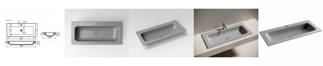 Раковина мебельная Grace с отверстием под смеситель, 1010*457*137 мм антрацит матовый, арт. CN7013MH