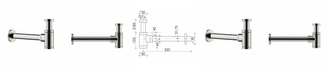 Сифон для раковины Ceramicanova 70001BN брашированный никель