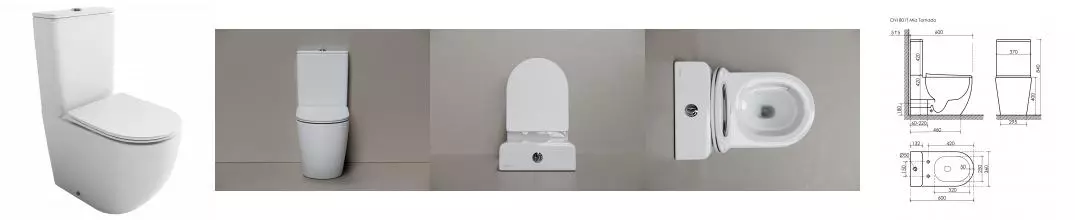 Напольная пристенная чаша унитаза Mia торнадо