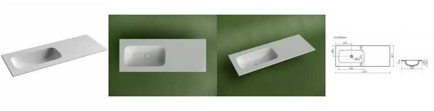 Раковина накладная Ceramicanova Grace чаша слева без отв под смеситель 1210x457x137 белый CN7020wx