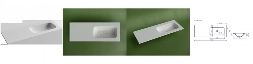 Раковина накладная Ceramicanova Grace чаша справа без отв под смеситель 1210x457x137 белый CN7021wx