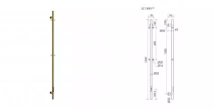 Полотенцесушитель электрический Sancos Etna 150x3 I-образный брашированное золото SC13001BG