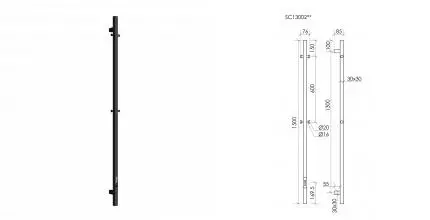 Полотенцесушитель электрический Sancos Linn 150x3 I-образный черный матовый SC13002MB