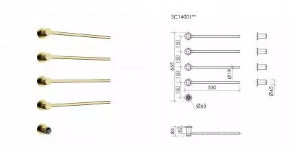 Полотенцесушитель электрический встраиваемый Sancos Linea брашированное золото SC14001BG