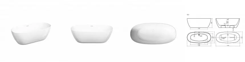 Акриловая ванна Sancos Oval 1700x800x580, отдельностоящая, овальная, с каркасом, со сливом-переливом, донным клапаном"сlick-сlack", белый, арт. FB21 Акриловая ванна Sancos Oval 1700x800x580, отдельностоящая, овальная, с каркасом, со сливом-переливом, донным клапаном"сlick-сlack", белый, арт. FB21