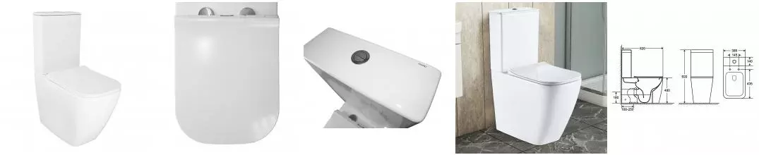 Унитаз-компакт Azario MIRADA S 385х620х920 напольный, безободковый в комплекте с бачком и сиденьем микролифт, белый (AZ-1288A)