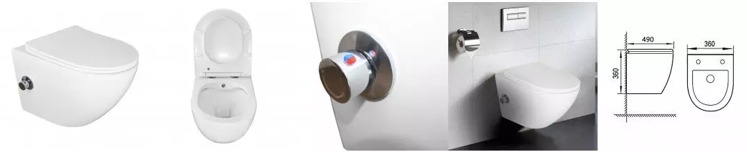 Унитаз подвесной c функцией биде Azario Allegro 360х490х360 безободковый, встроенный смеситель, крышка с сиденьем микролифт (AZ-3105B)