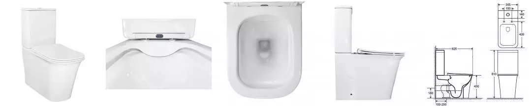 Унитаз-компакт Azario VELISE 355х625x810 напольный, безободковый в комплекте с быстросъемным сиденьем микролифт (AZ-1222A)