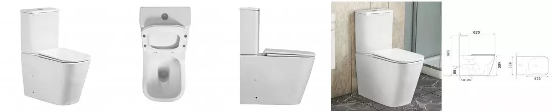 Унитаз-компакт Azario ESCONDA 355х620х805 напольный, безободковый, слив "Торнадо", в комплекте с быстросъемным сиденьем микролифт (AZ-1255A)