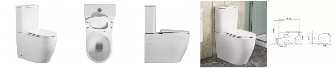 Унитаз-компакт Azario BONELLE 355х630х795 напольный, безободковый, слив "Торнадо", в комплекте с быстросъемным сиденьем микролифт (AZ-1229A)