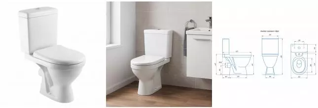 Унитаз - компакт Rosa "Неро" Люкс 365х635х810 2-х режимная арматура, в комплекте с быстросъемным сиденьем микролифт (CS00094167)