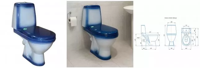 Унитаз - компакт Rosa "Премьер" 360х635х770 ободковый, 2-х режимная арматура, синий декор (CS00094172)
